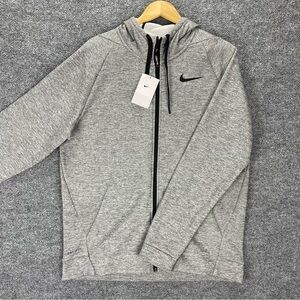 Nike Hoodie Jacket Men’s L Gray Full Zip Softshell Fleece Lined Training NWT
